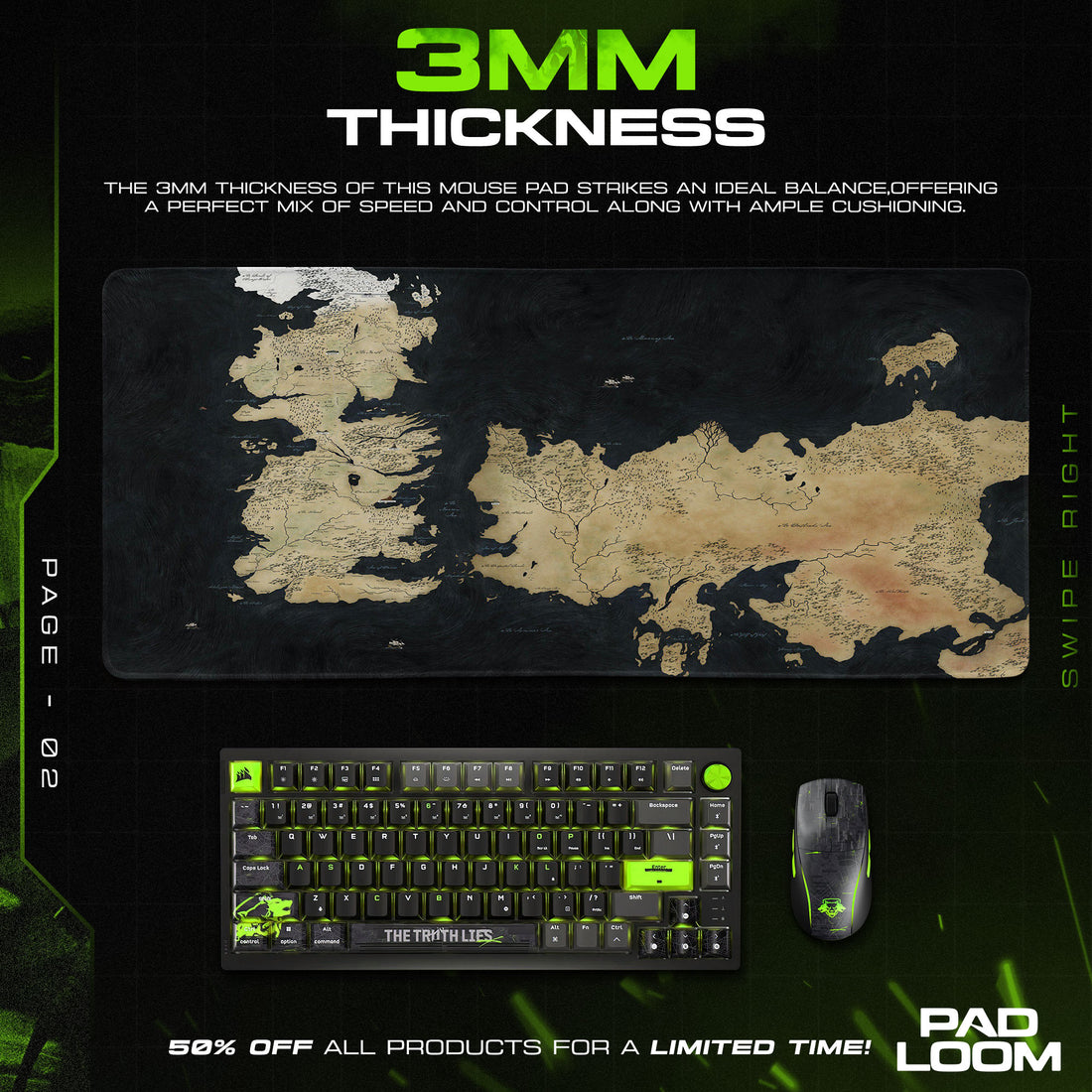 Game of Thrones Map Mouse Pad, Fantasy Gamer Desk Mat