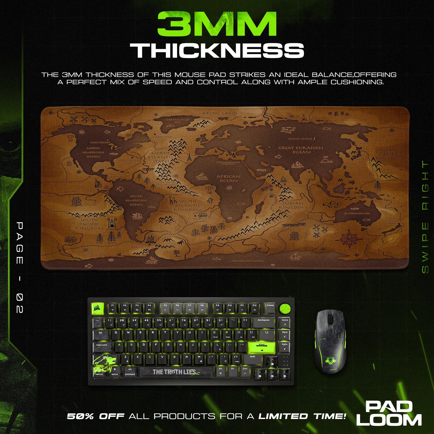 Game of Thrones Vintage Map Mouse Pad, Fantasy Gamer Desk Mat Padloom