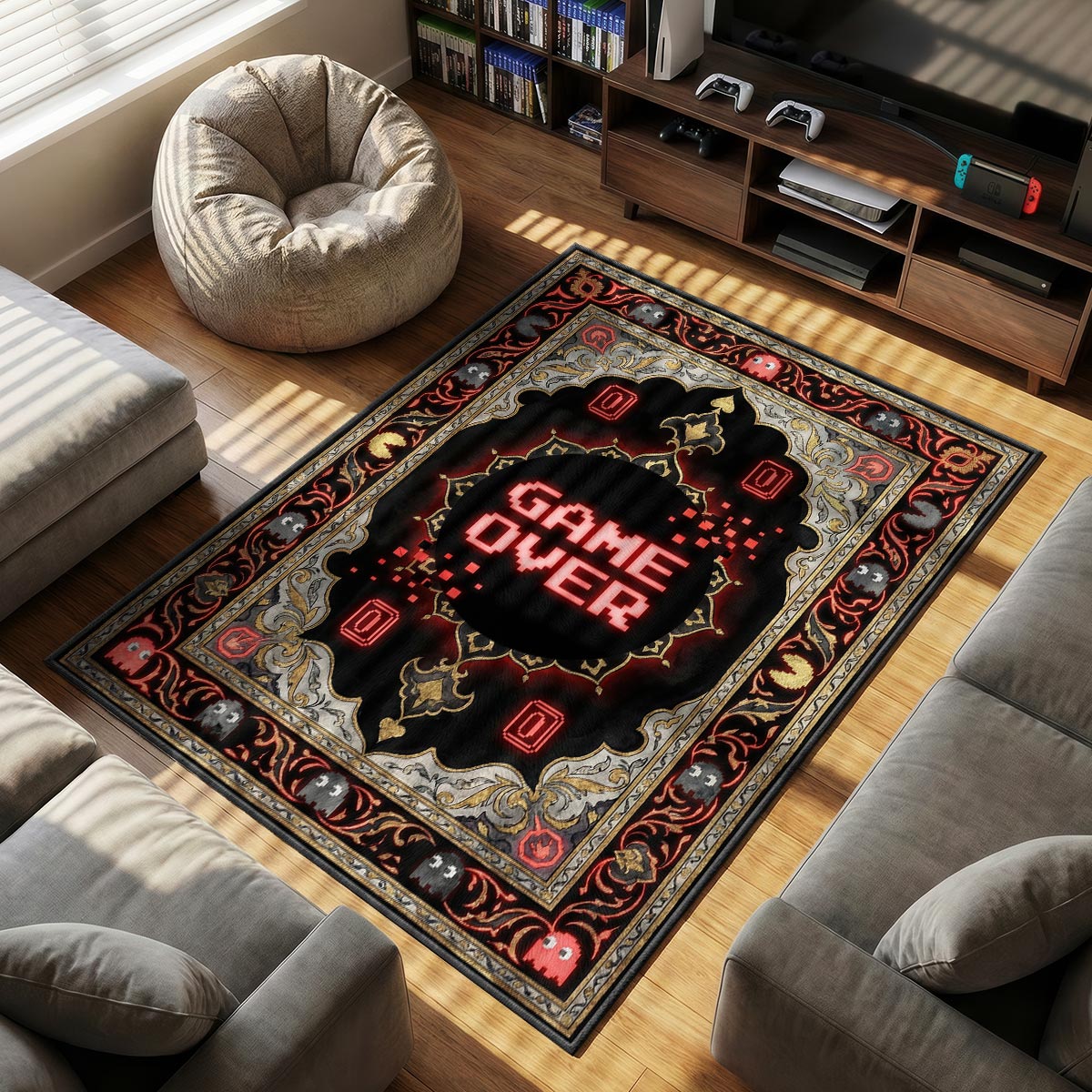 Game Over Glitch Rug - Pac-Man Chair Mat