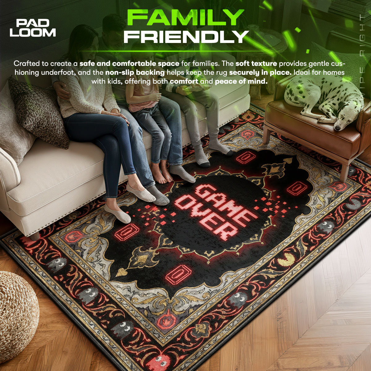 Game Over Glitch Rug - Pac-Man Chair Mat