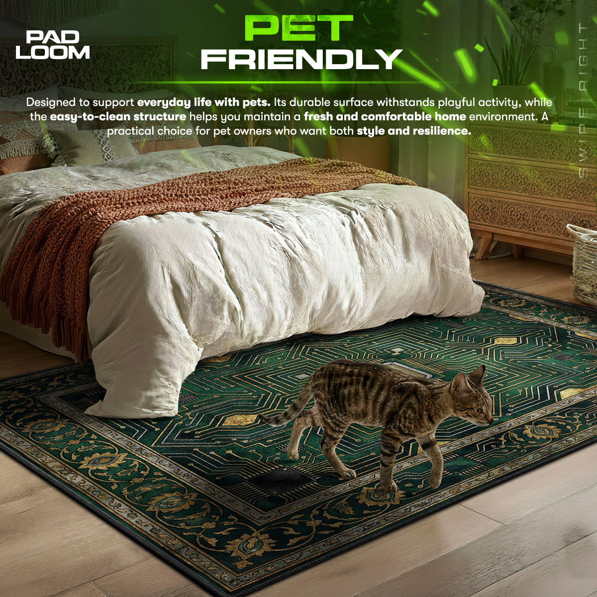 Game Over themed area rug for Gothic fans