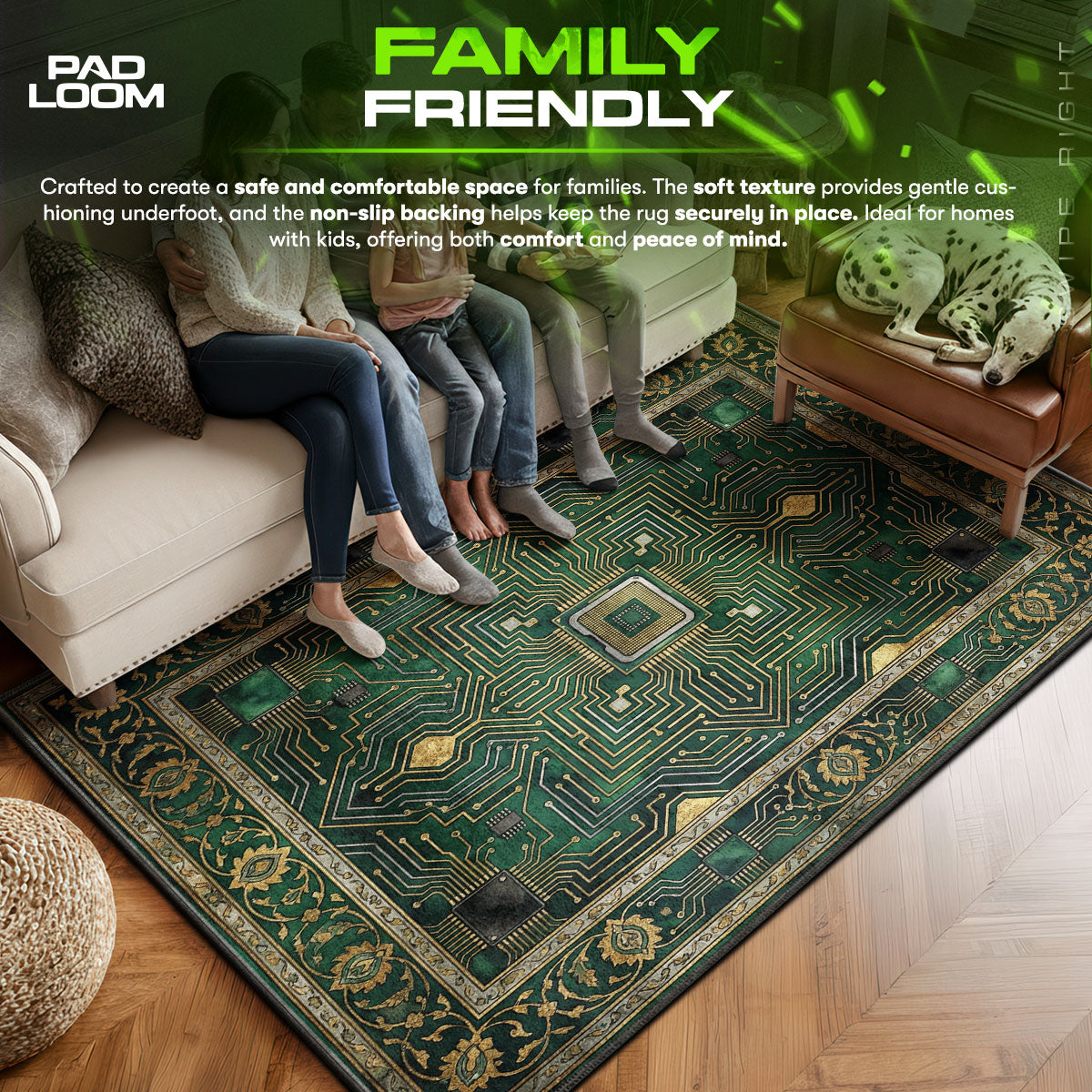 Area character design printed on rug
