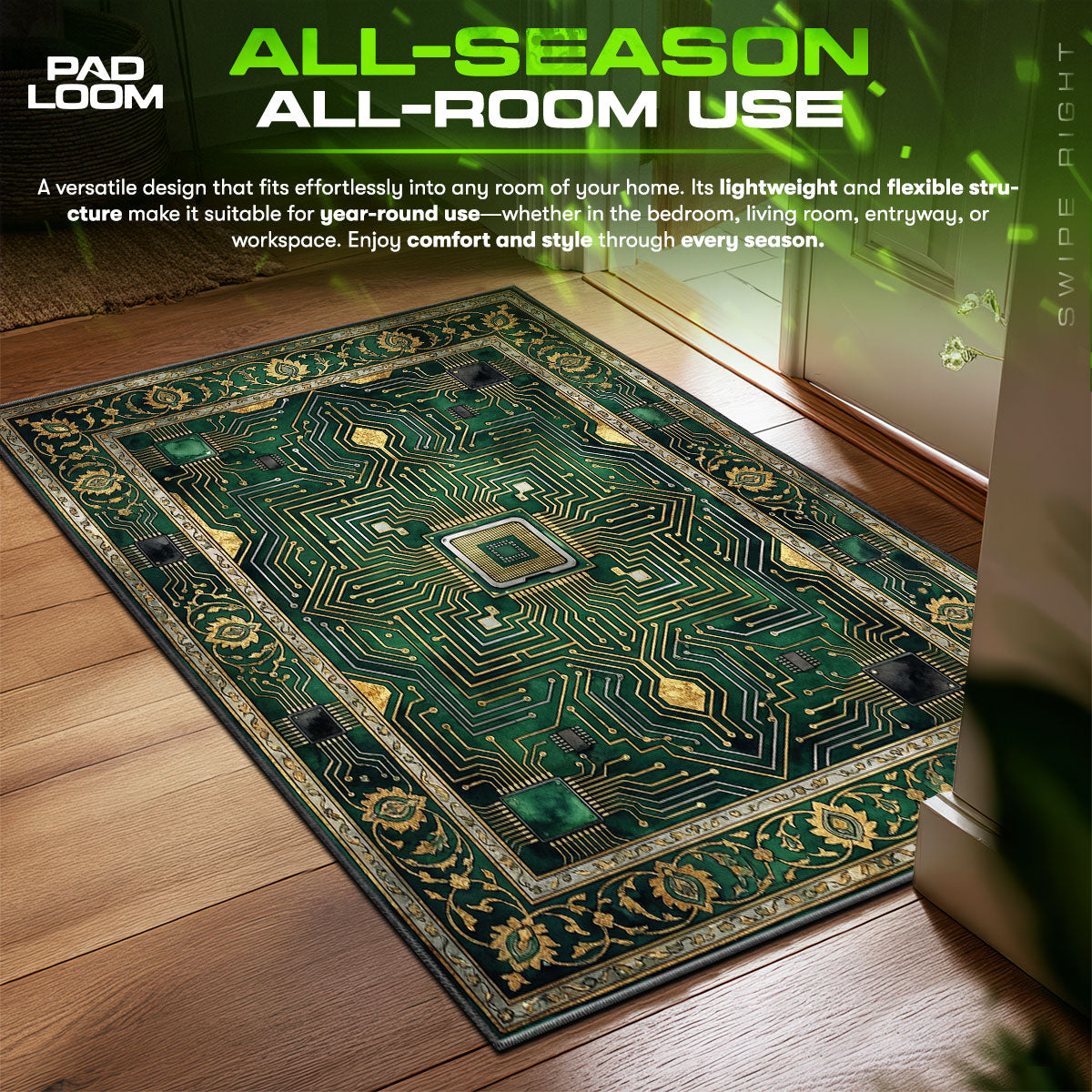 Detailed close-up of Game rug pattern