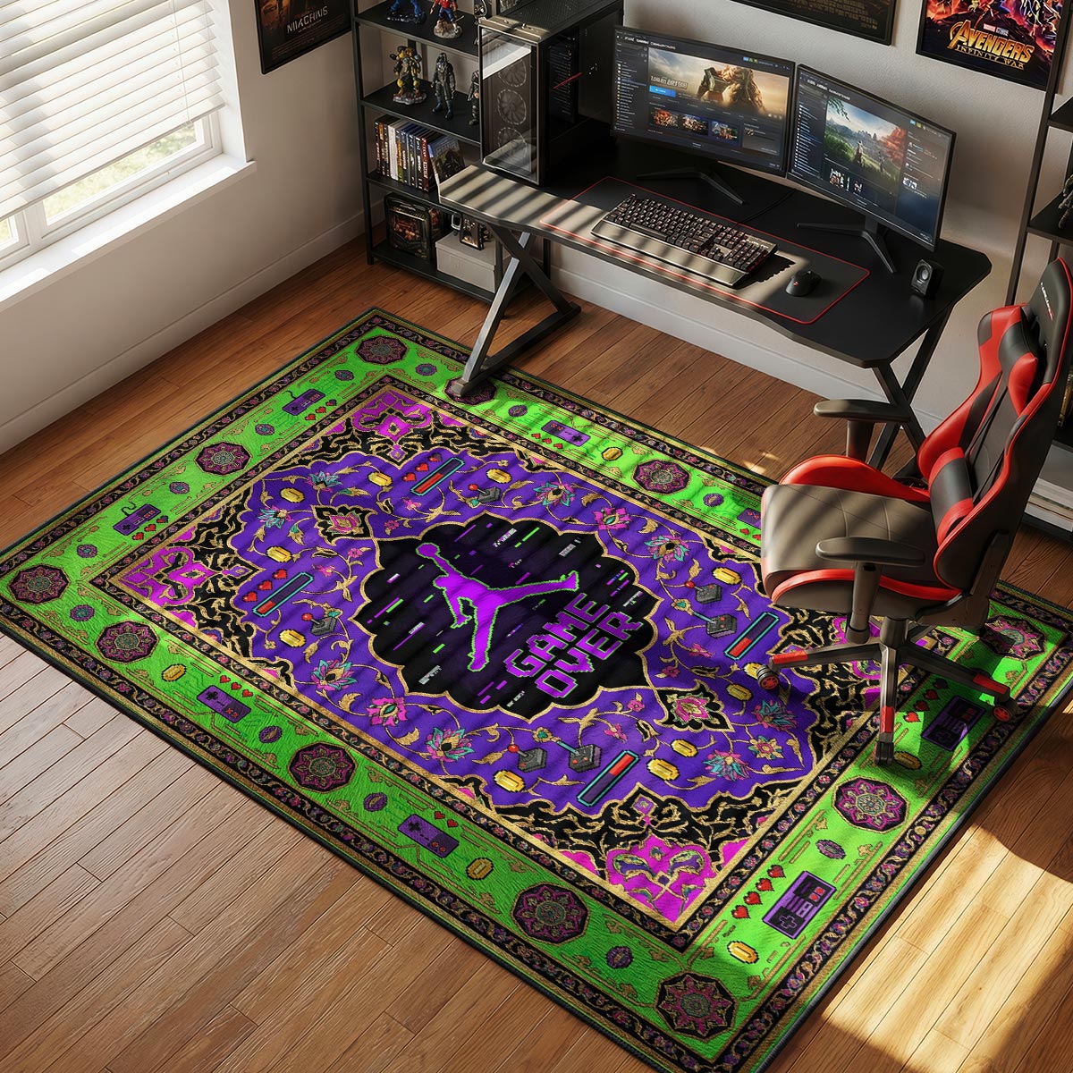Game Over Neon Jump Streetwear Floor rug — main product view
