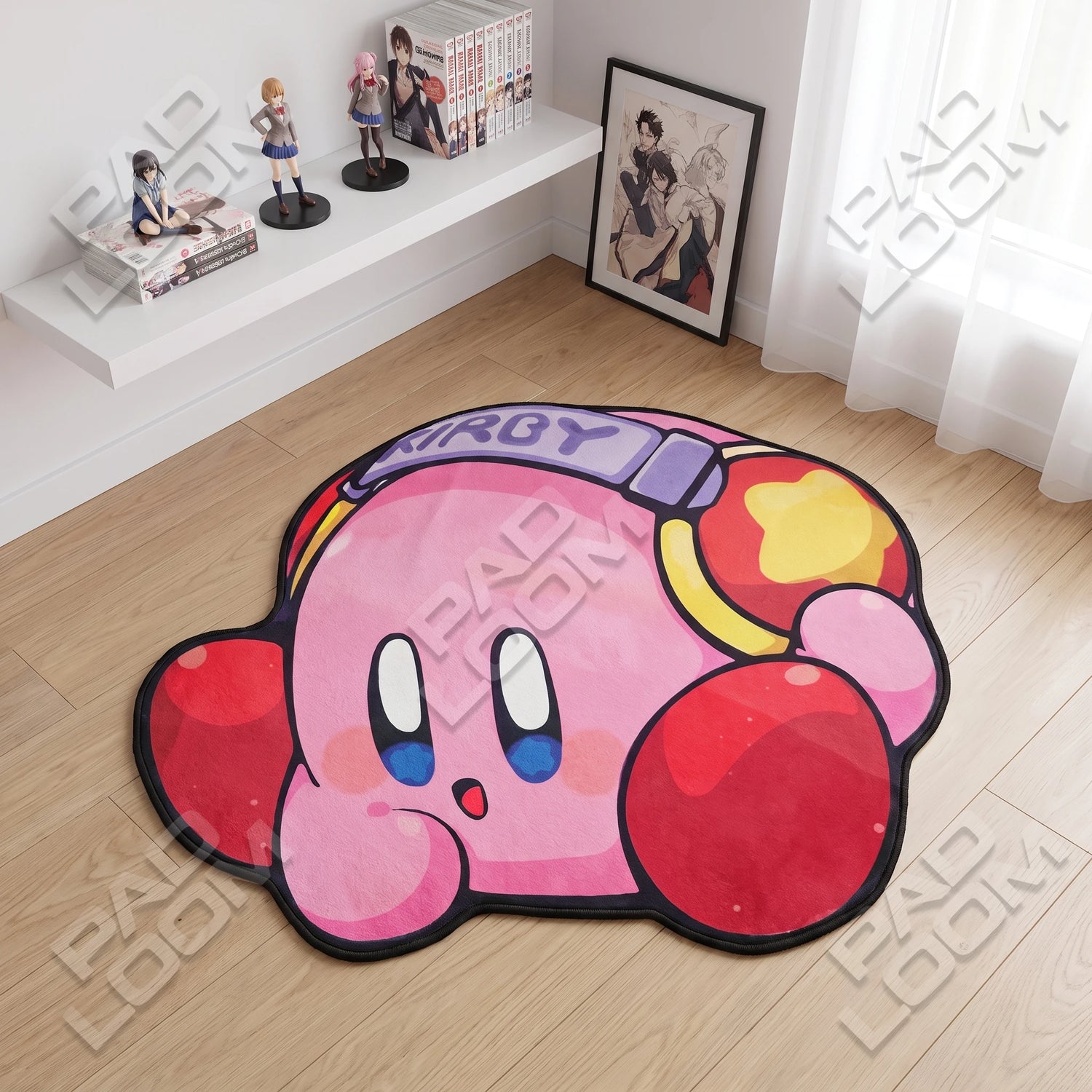 Gamer Kirby Rug - Shaped Gaming Area Rug