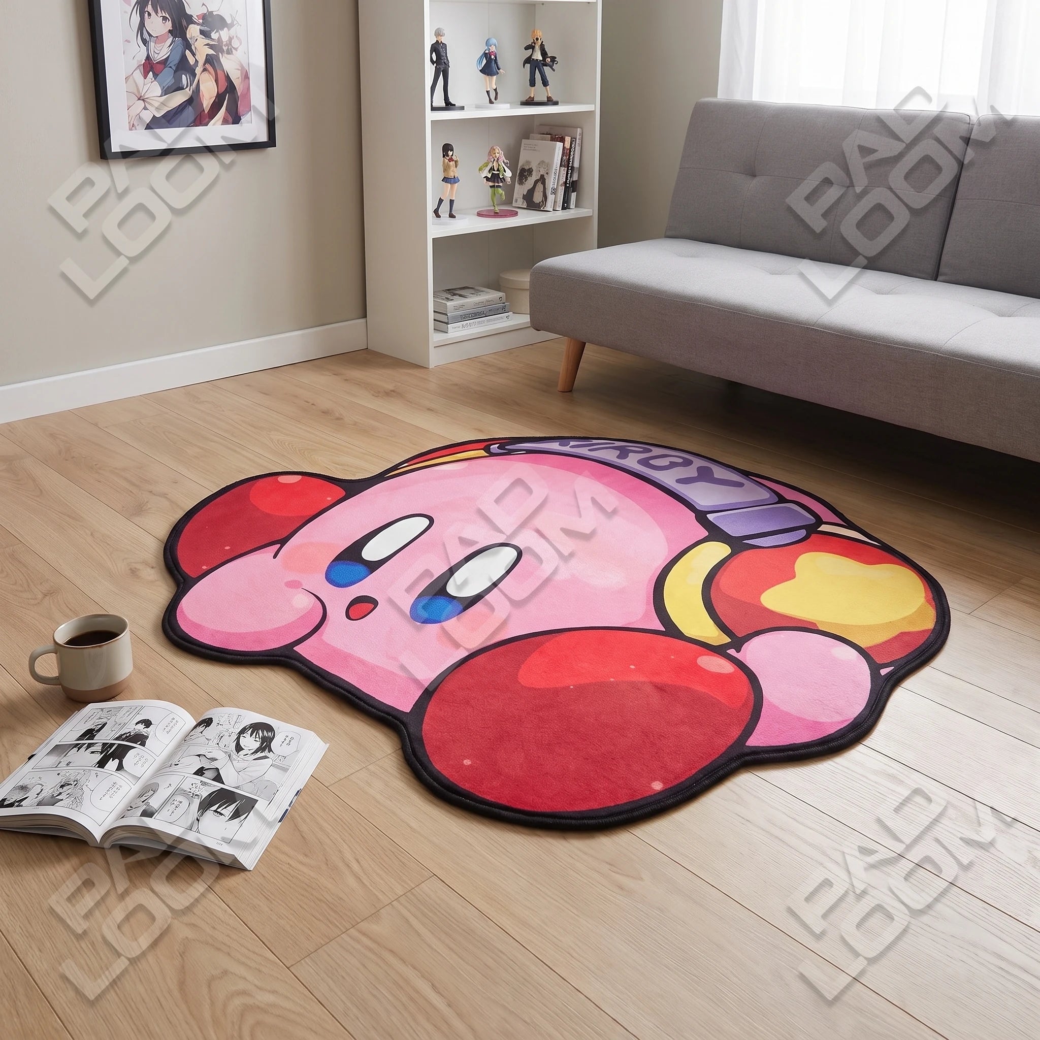 Gamer Kirby Rug - Shaped Gaming Area Rug