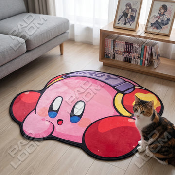 Gamer Kirby Rug - Shaped Gaming Area Rug