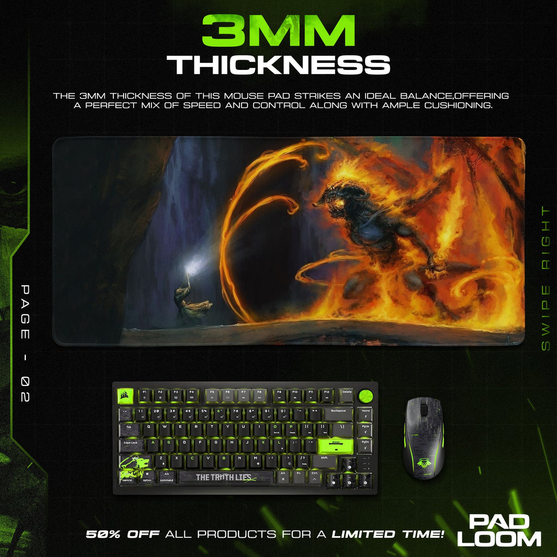 Gandalf vs Balrog Mouse Pad - LOTR Fantasy Gaming Mouse Pad Padloom