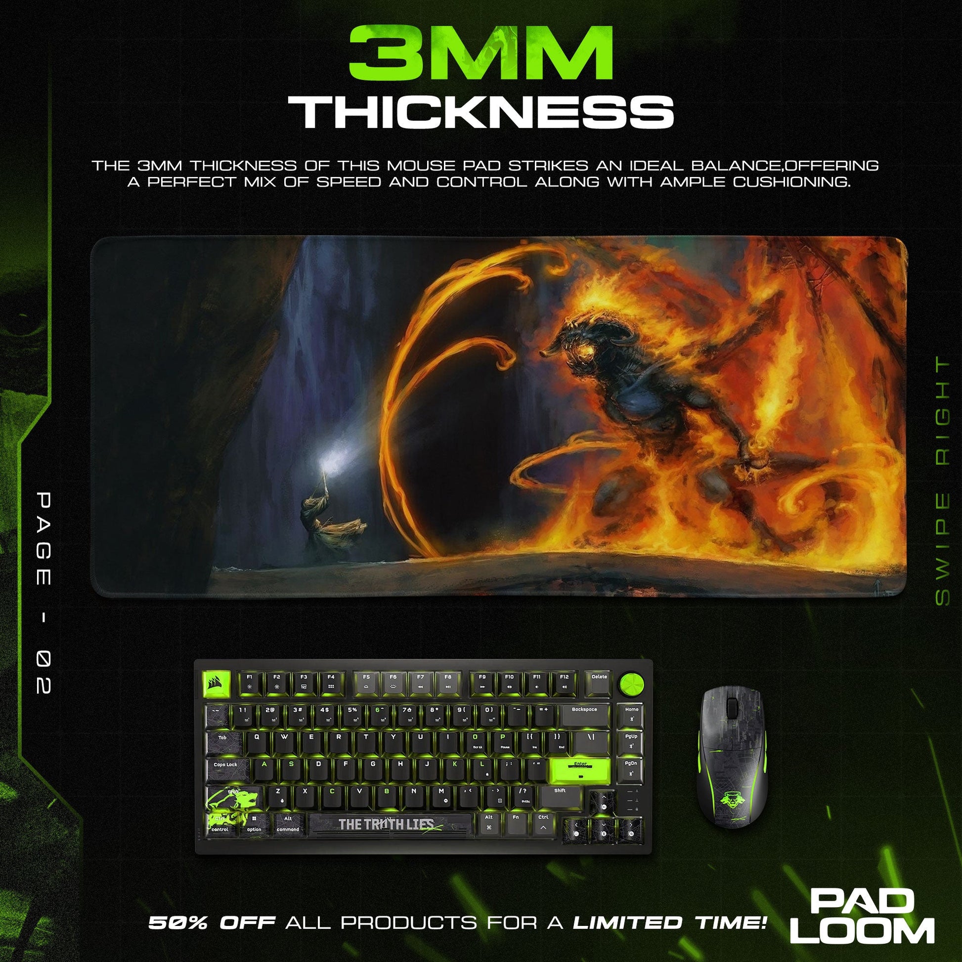 Gandalf vs Balrog Mouse Pad - LOTR Fantasy Gaming Mouse Pad Padloom