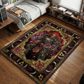 Ganondorf Demon King wielding purple malice flames in a red and gold ornate frame gaming area rug and floor mat