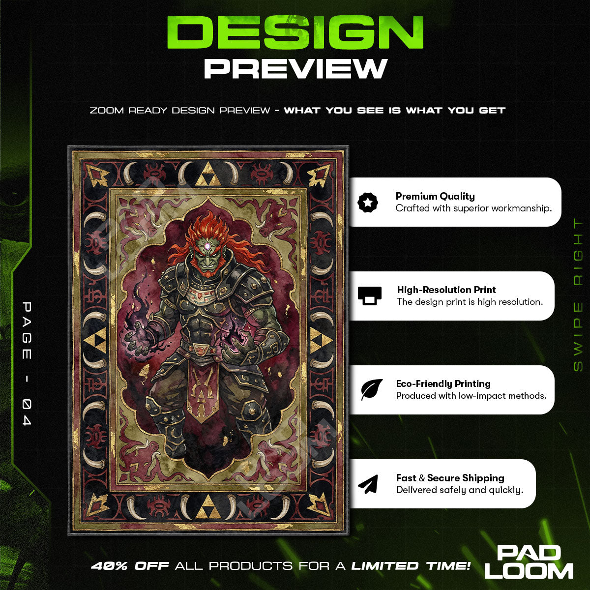 Ganondorf Demon King Rug - Zelda Chair Mat