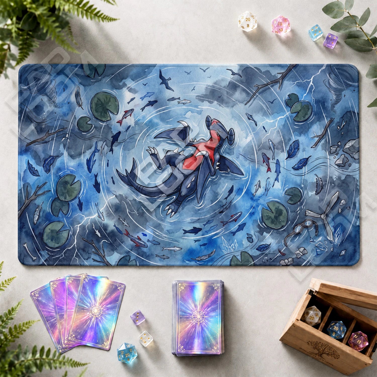 Garchomp Pond Playmat - Pokemon TCG Mat - view 2