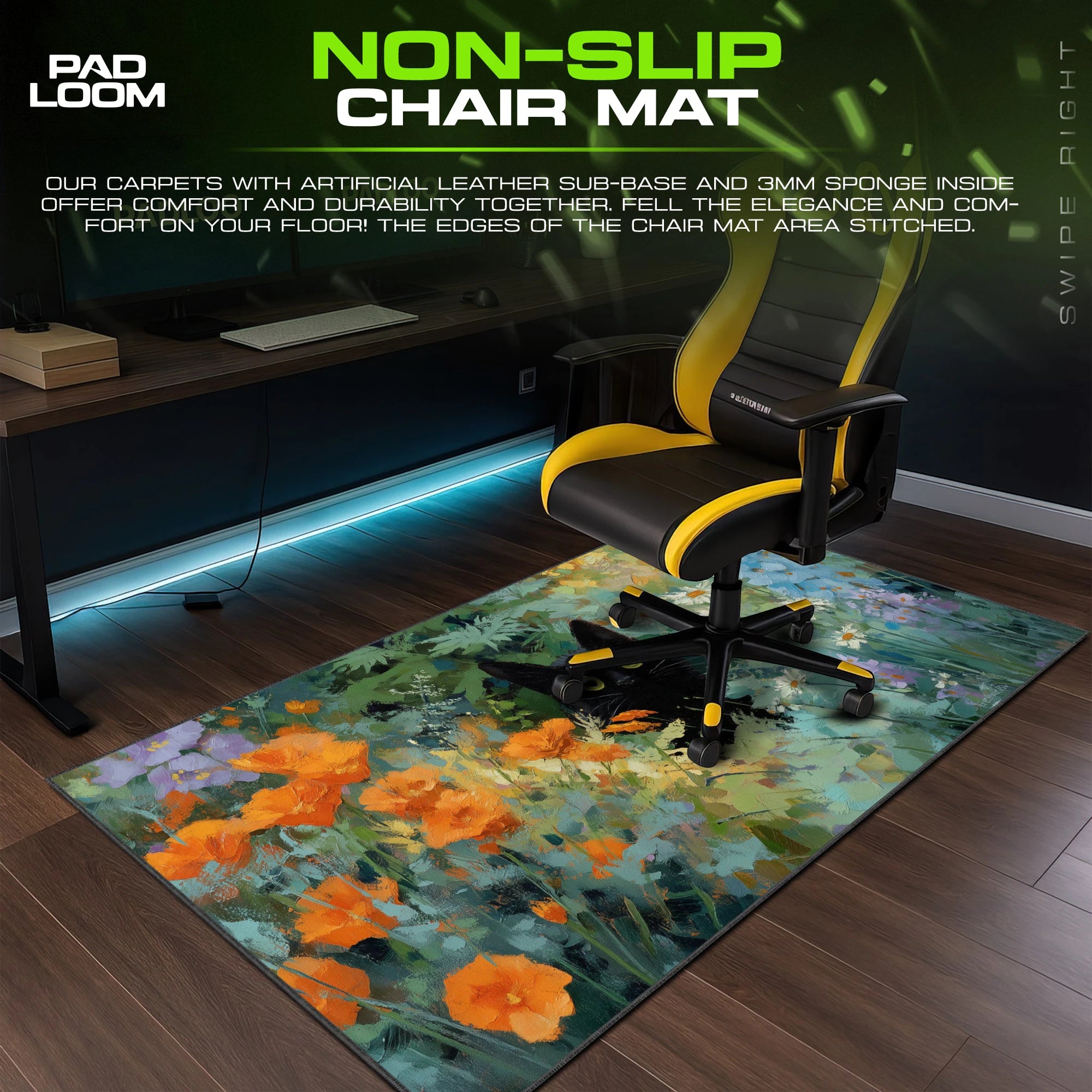 Garden Cat Wildbloom Mouse Pad - Oil Painting Desk Mat