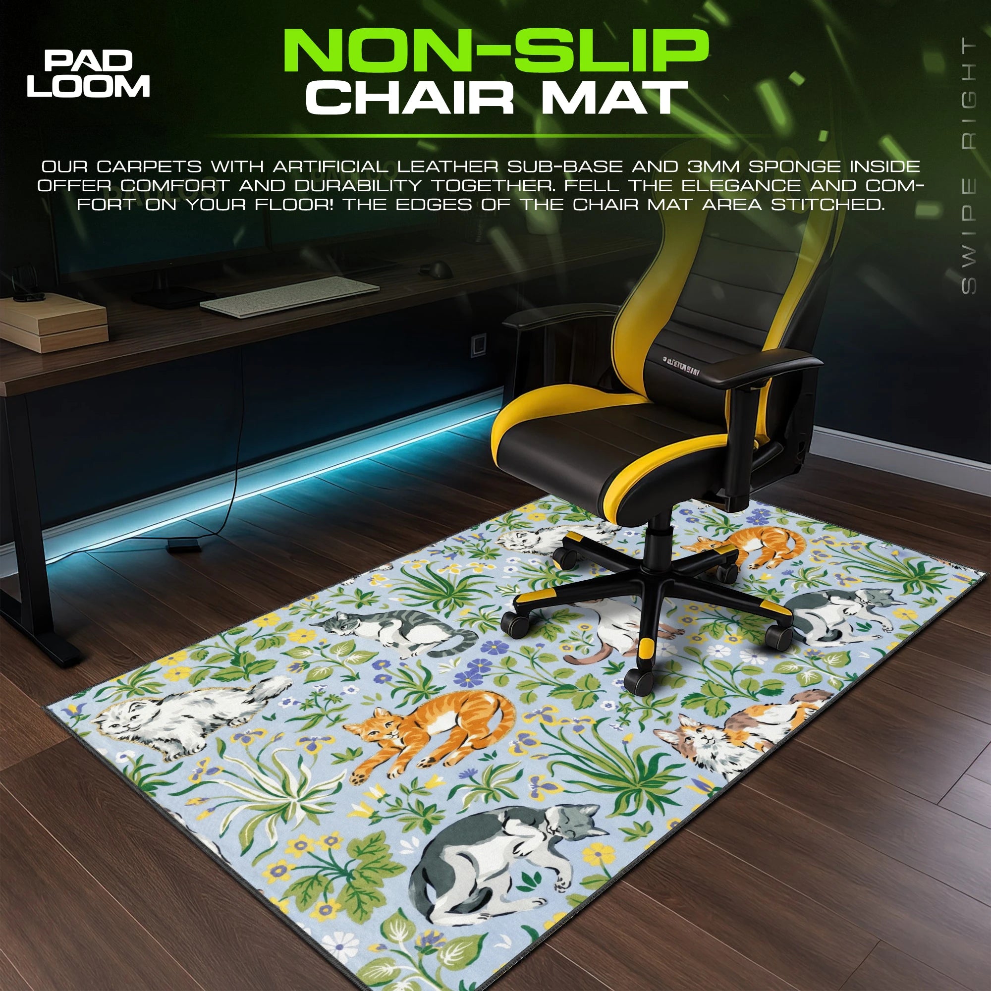 Garden Cats Mouse Pad - Floral Desk Mat