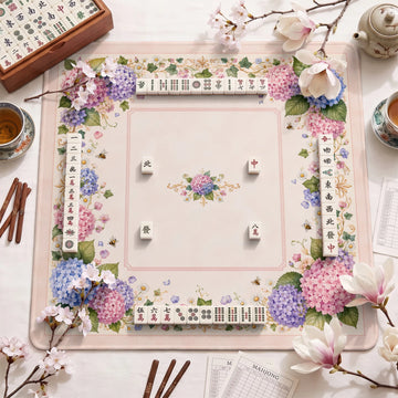 Garden Hydrangea Bee Mahjong Mat - Mah Jongg Mat