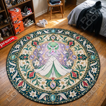 Gardevoir Lily Pokemon round rug on a bedroom floor - Pokemon chair mat