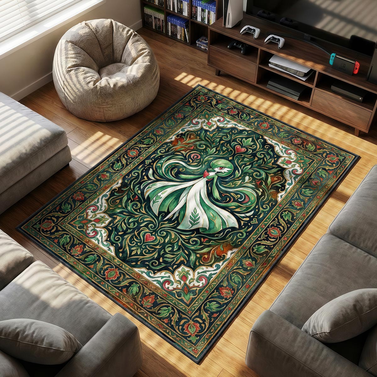 Gardevoir Nature themed area rug for Pokemon fans