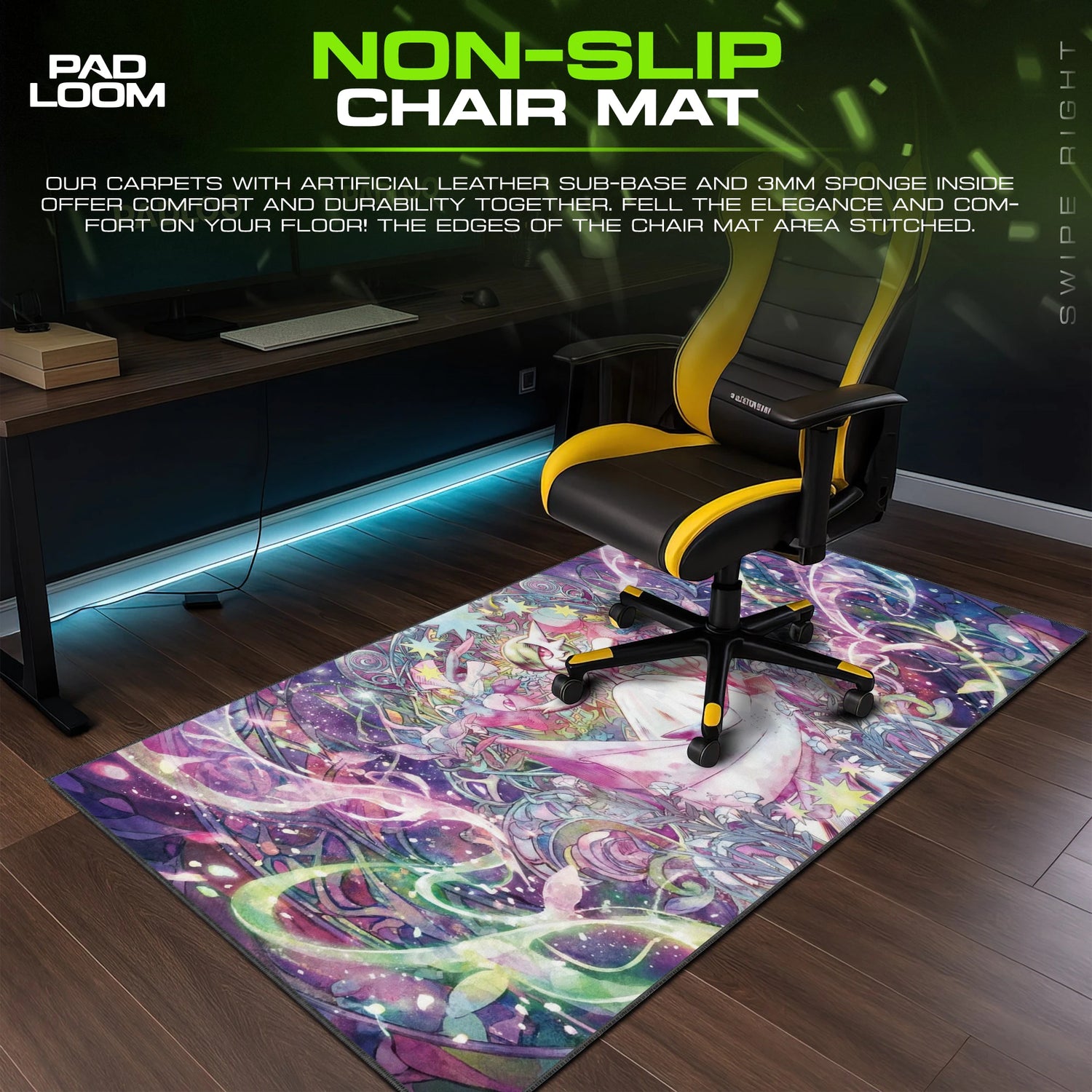 Gardevoir Nouveau Bloom – stitched-edge, non-slip mouse pad detail