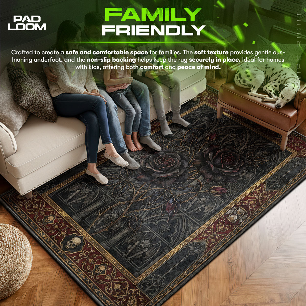 Area character design printed on rug