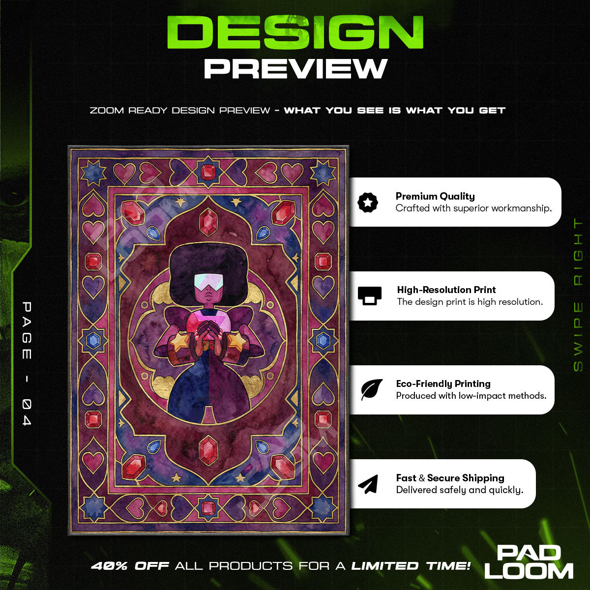 Room character design printed on rug