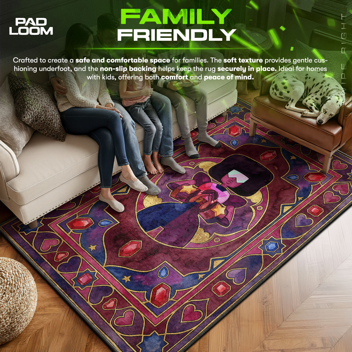 Garnet area rug showing full home decor artwork