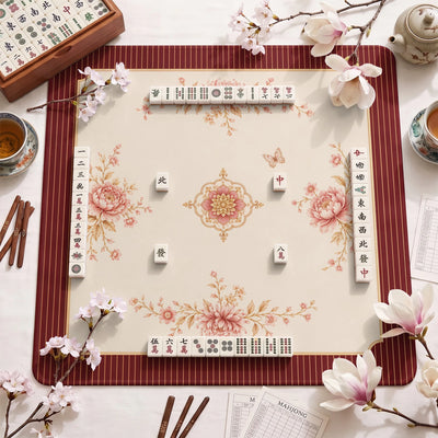 Garnet Mum Mahjong Mat - Mah Jongg Table Mat