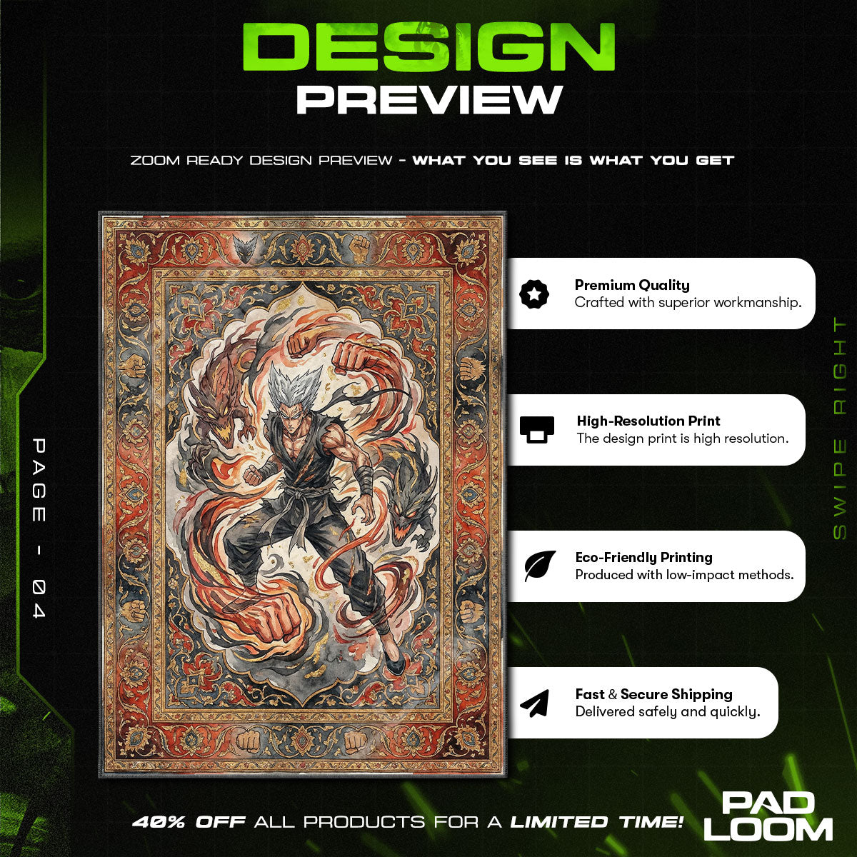Chair character design printed on rug