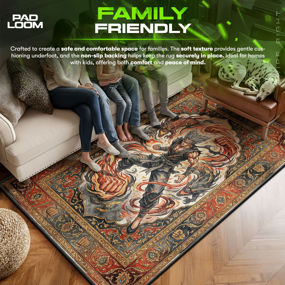 Garou area rug showing full home decor artwork