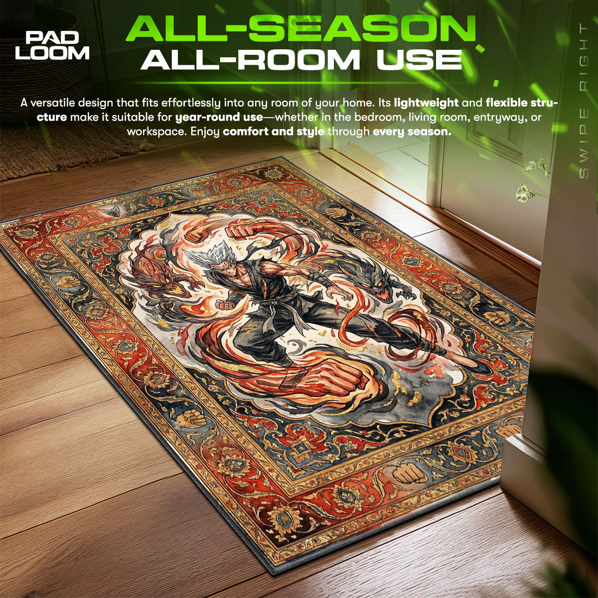 Garou Hero Hunter One Punch Man Chair fan rug — premium quality print