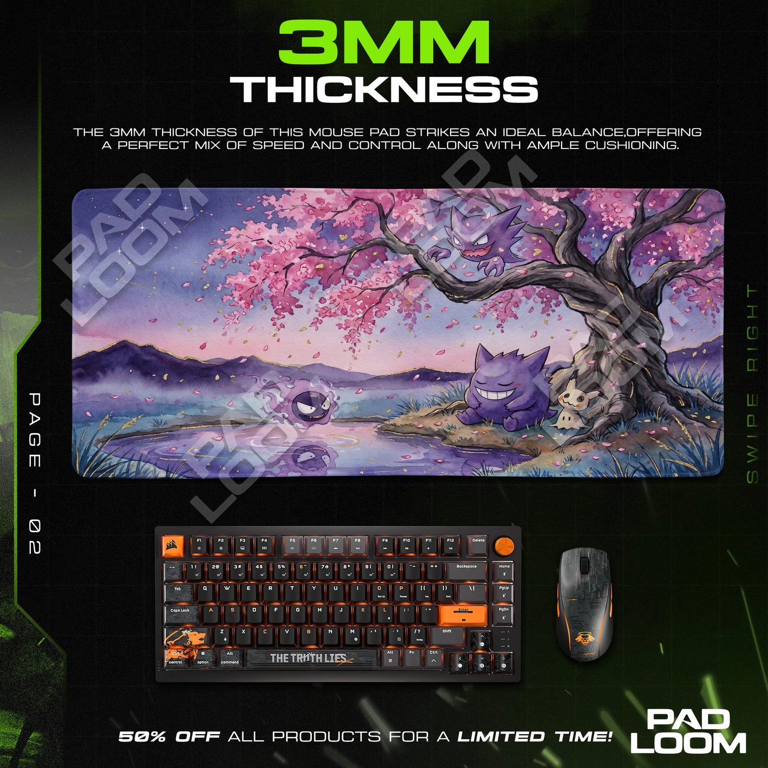 Gengar Blossom Pond Mouse Pad - Pokemon Desk Mat