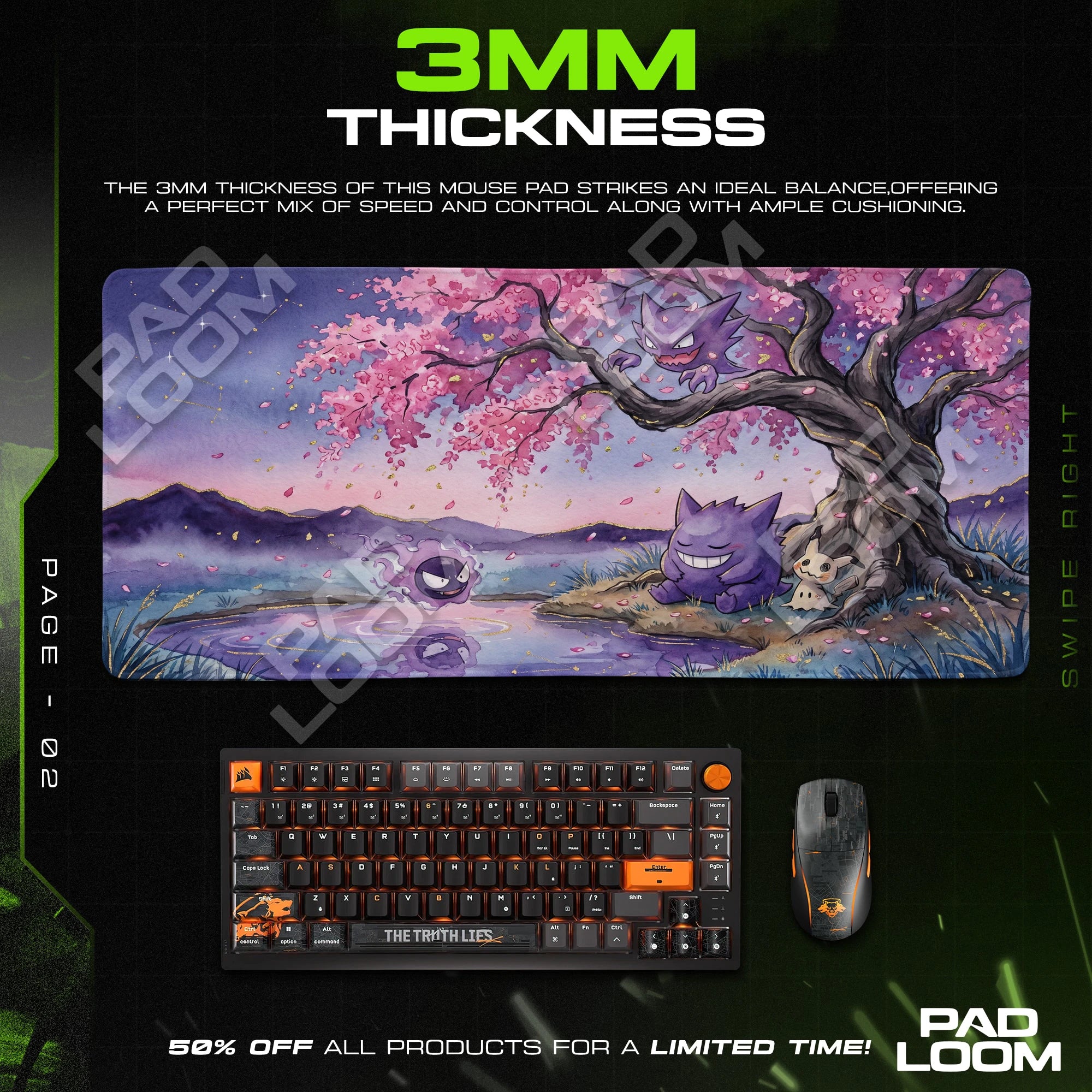 Gengar Blossom Pond Mouse Pad - Pokemon Desk Mat