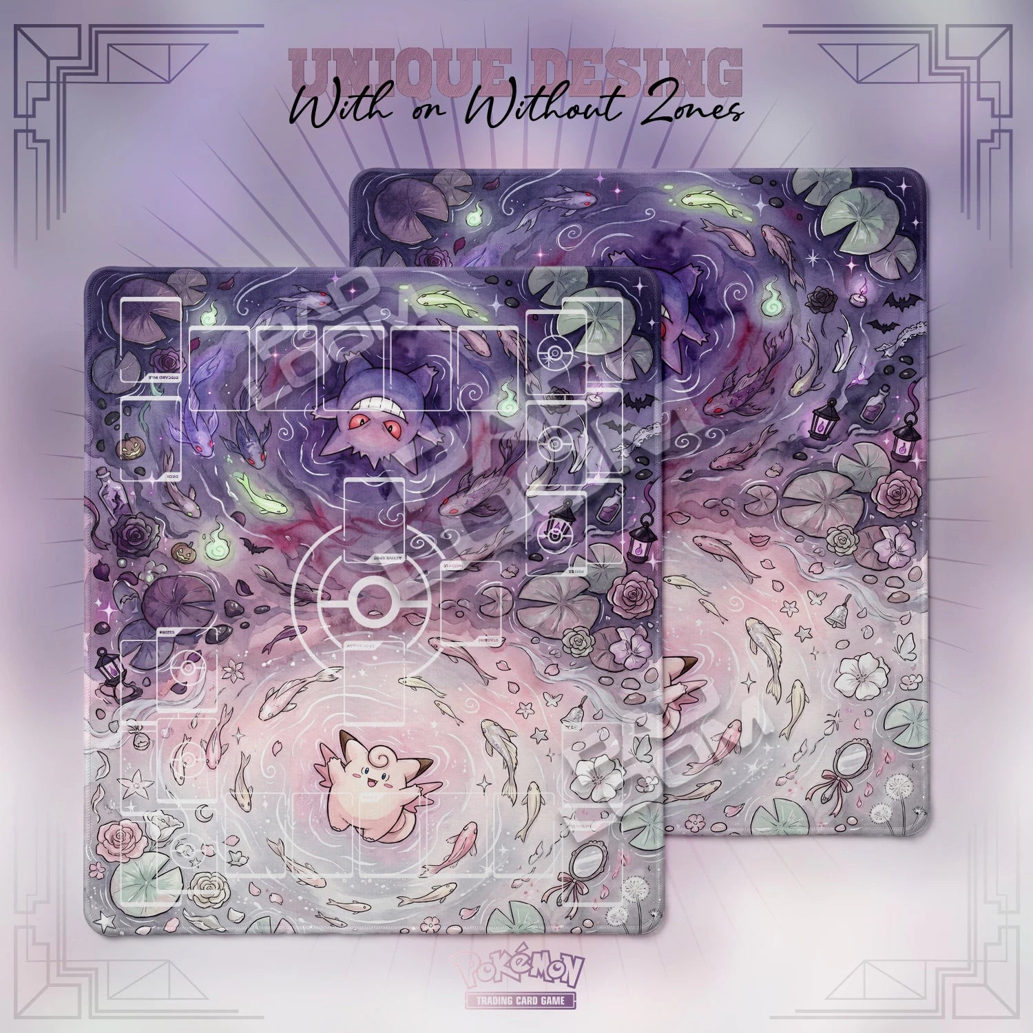 Gengar Clefairy Playmat - 2 Player Pokemon TCG Mat