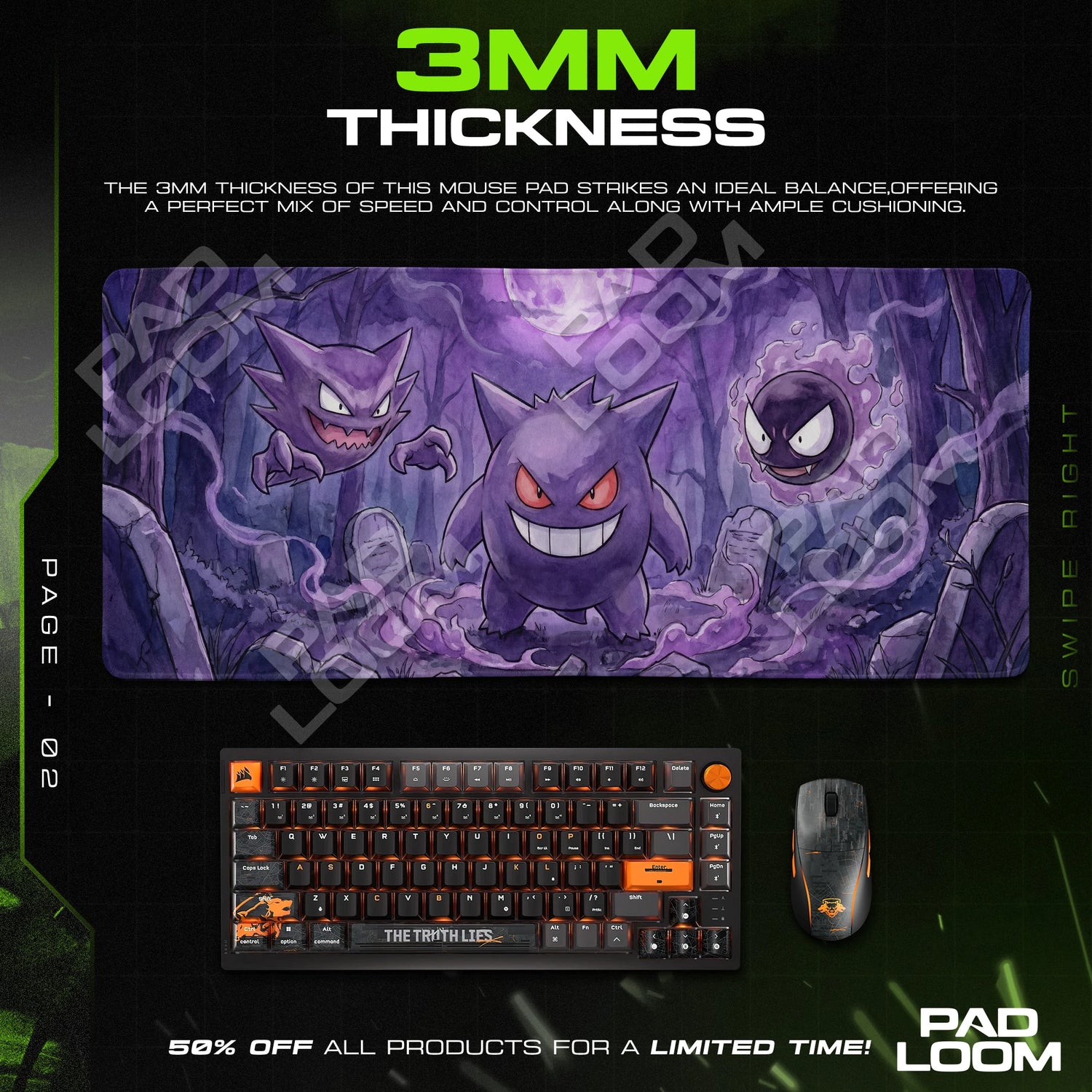 Gengar Full Moon Crypt Mouse Pad - Pokemon Desk Mat