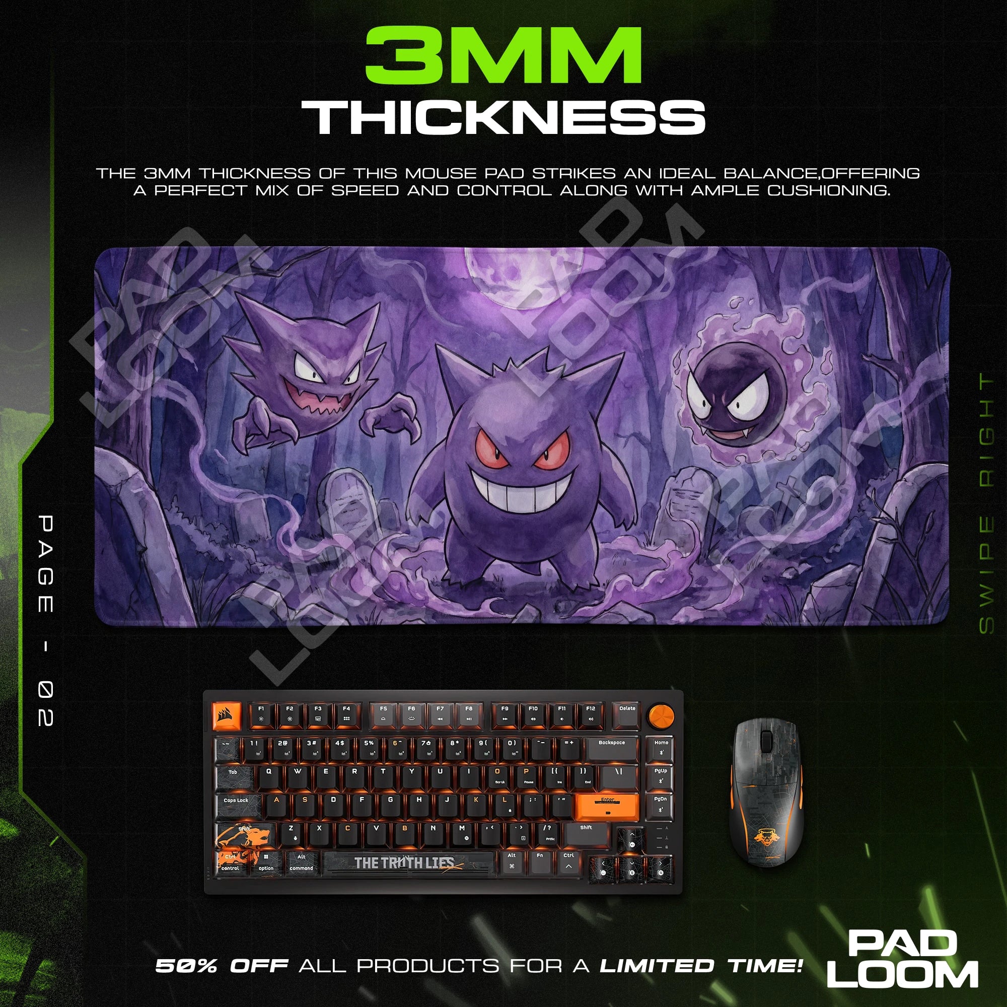 Gengar Full Moon Crypt Mouse Pad - Pokemon Desk Mat