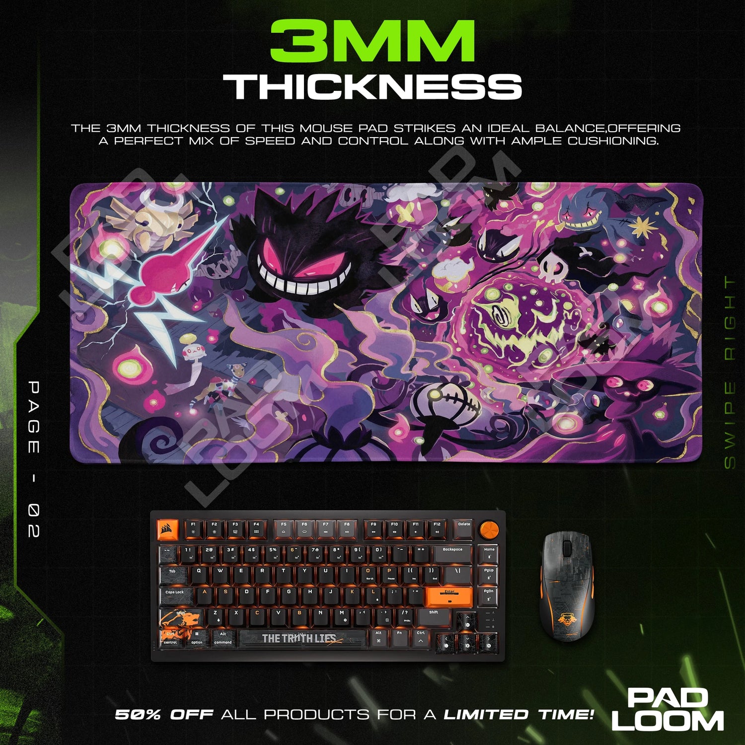 Gengar Ghost Swarm Mouse Pad - Pokemon Desk Mat