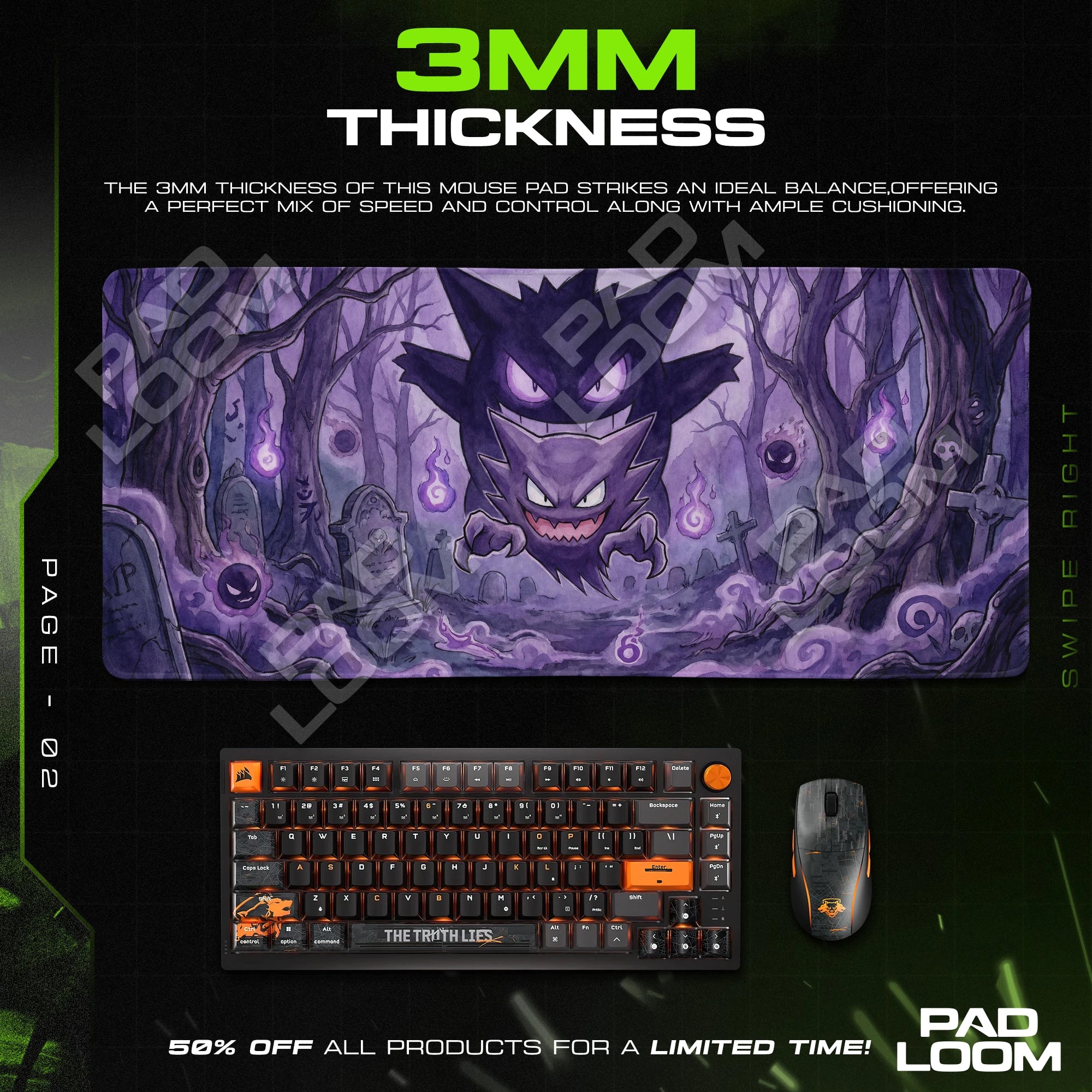 Gengar Graveyard Mist Mouse Pad - Pokemon Desk Mat