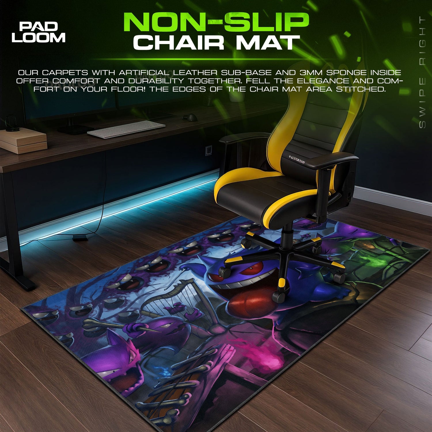Gengar Haunt Mouse Pad, Pokémon Ghost Desk Mat Padloom