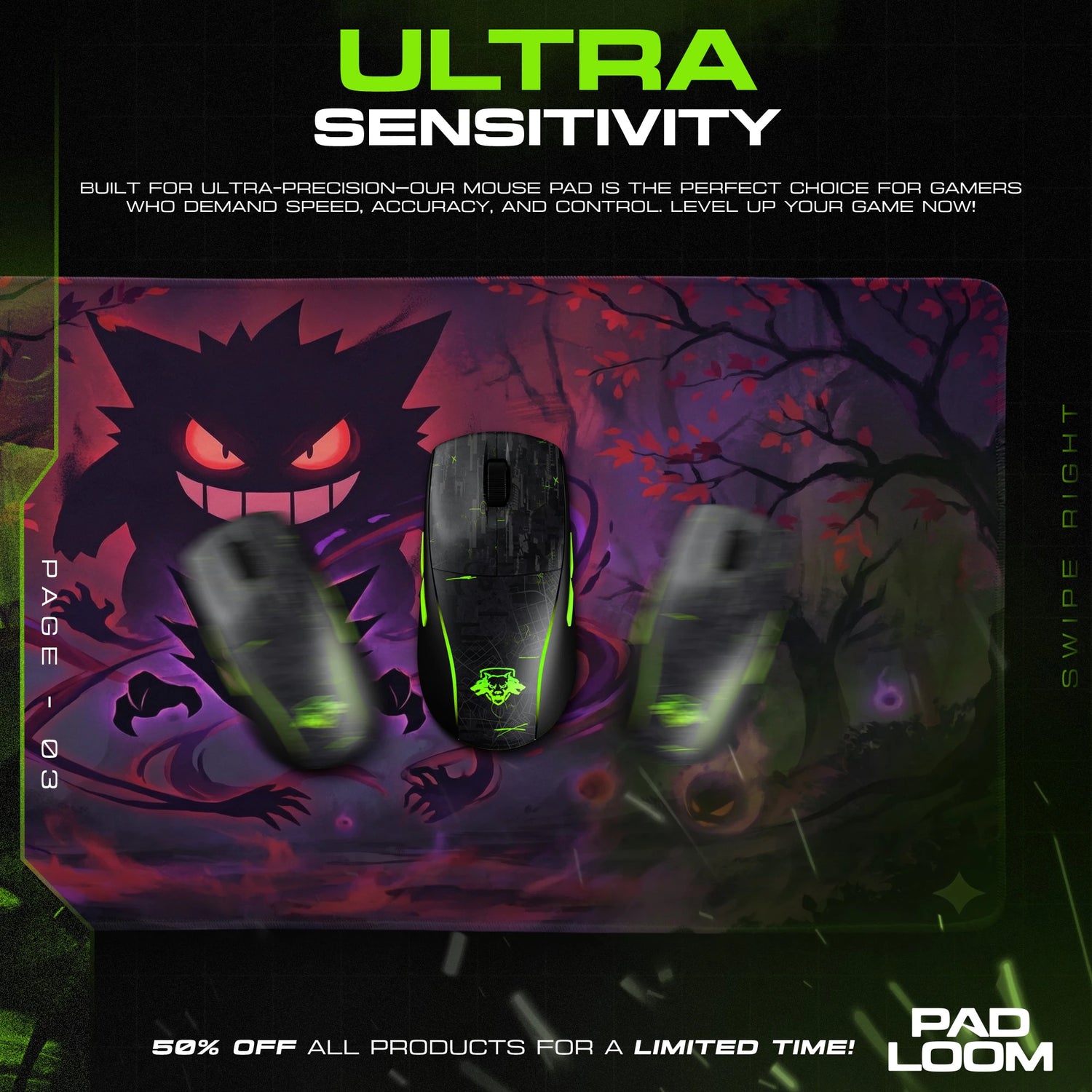 Gengar Haunted Grove Mouse Pad - Pokemon Desk Mat