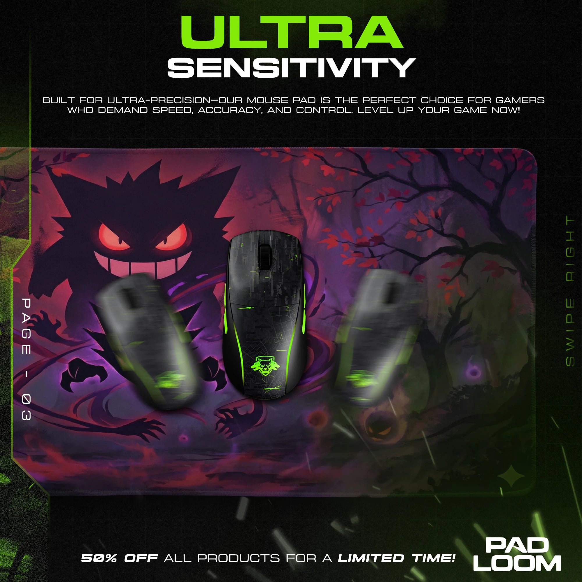 Gengar Haunted Grove Mouse Pad - Pokemon Desk Mat