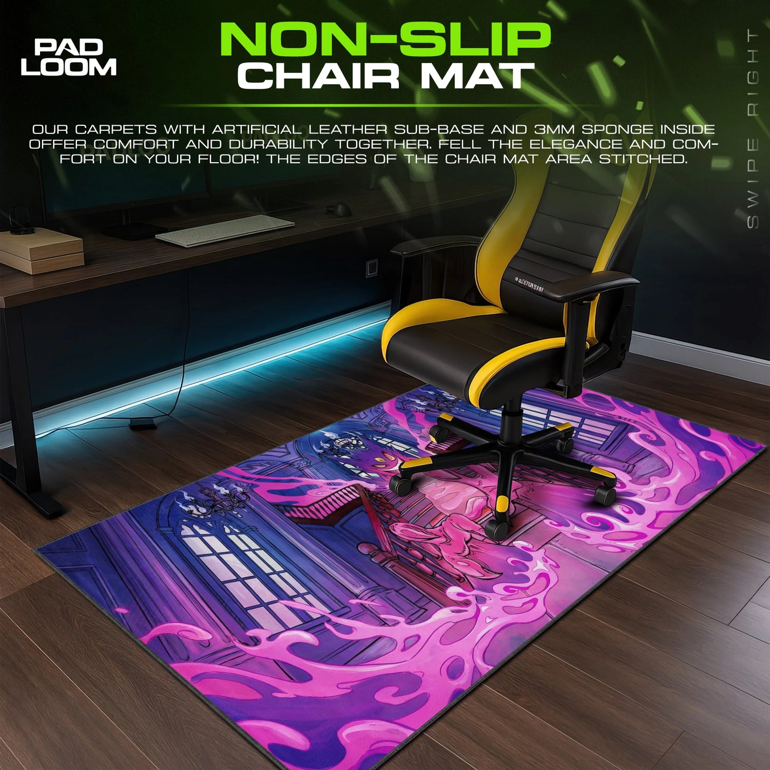 Gengar Haunted Manor – stitched-edge, non-slip mouse pad detail
