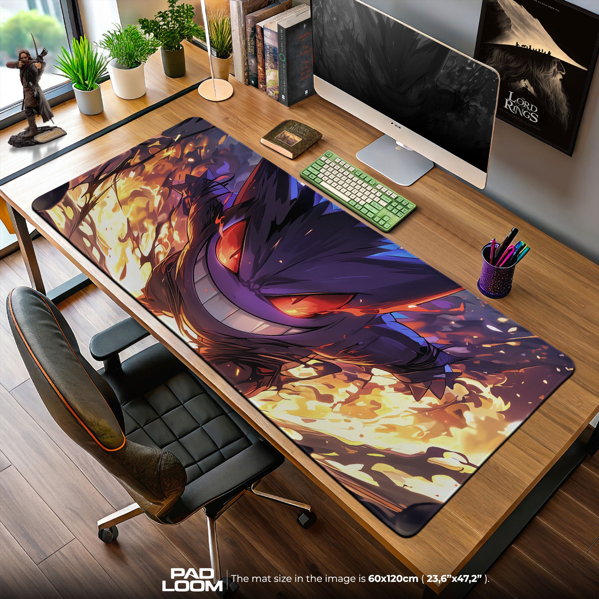 Gengar Inferno Charge Mouse Pad, Pokémon Shadow Fire Gaming Desk Mat