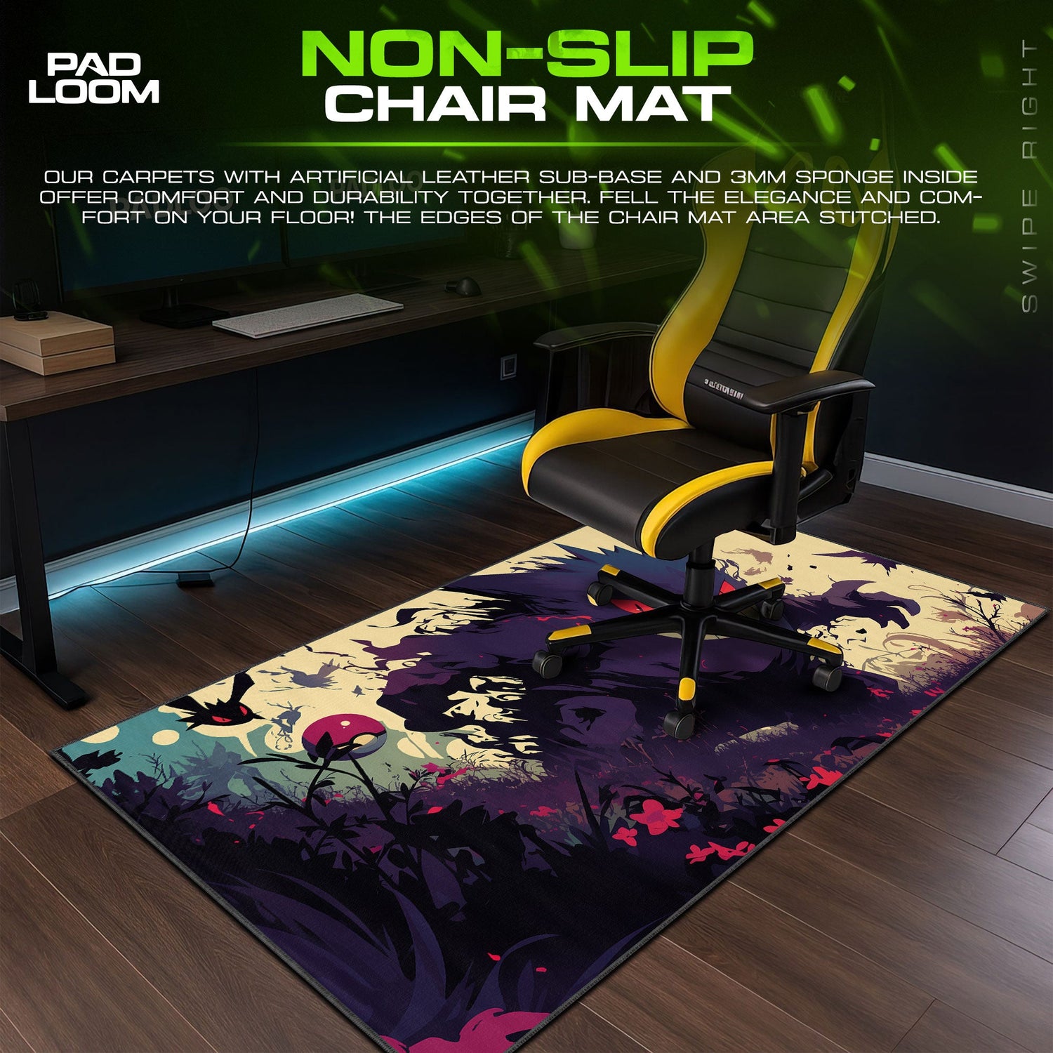 Gengar Mouse Pad, Shadow Pokémon Gamer Desk Mat Padloom