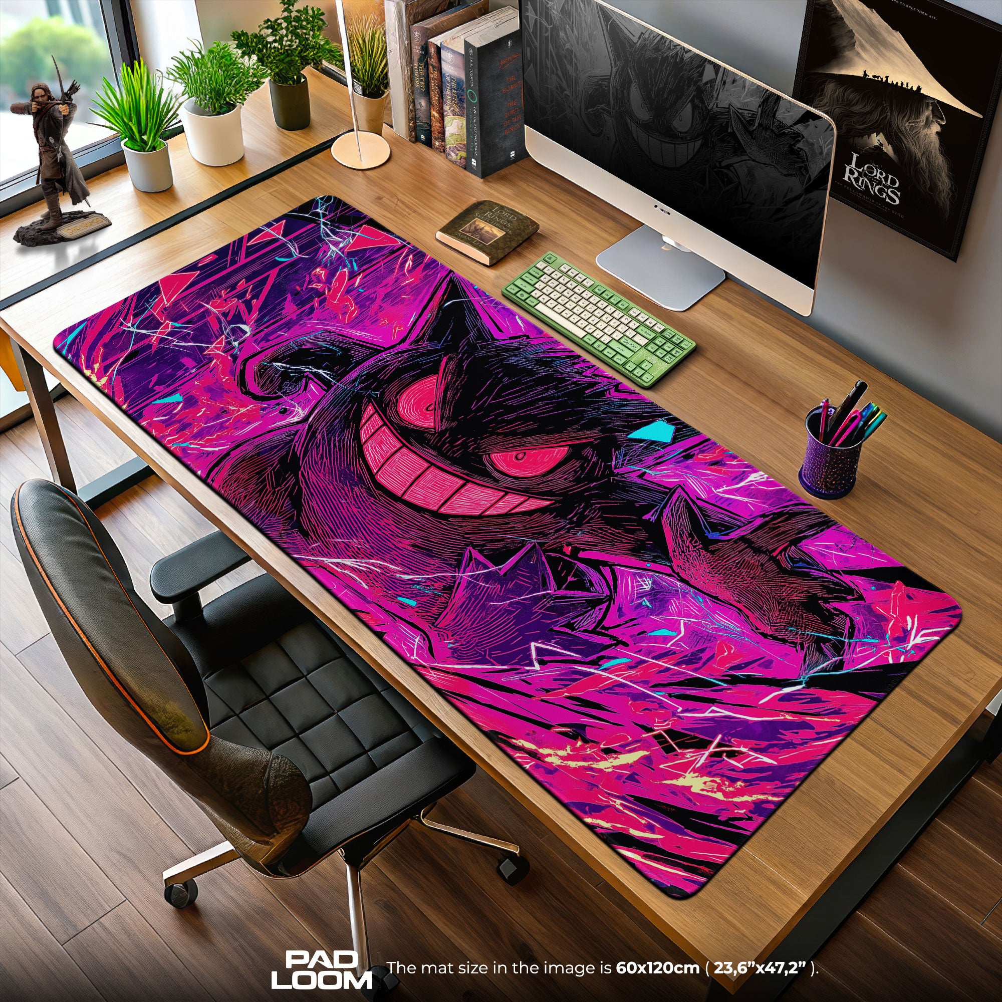 Gengar Neon Trickster Mouse Pad, Pokémon Gaming Desk Mat