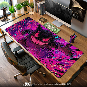 Gengar Neon Trickster Mouse Pad, Pokémon Gaming Desk Mat