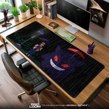 Gengar Rain Scene Mouse Pad, Ghost-Type Gaming Desk Mat