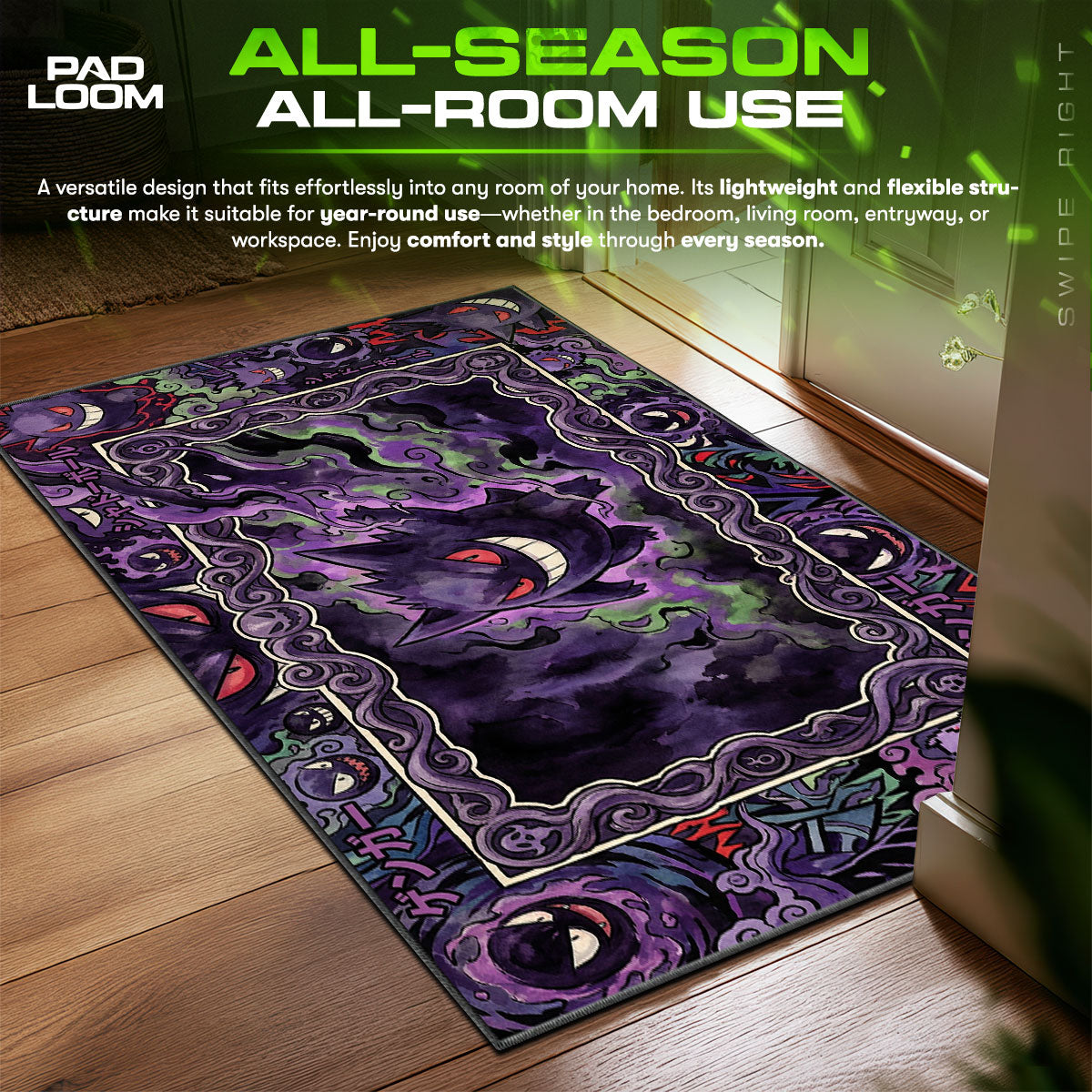 Gengar Shadow Mist Pokémon Chair fan rug — premium quality print