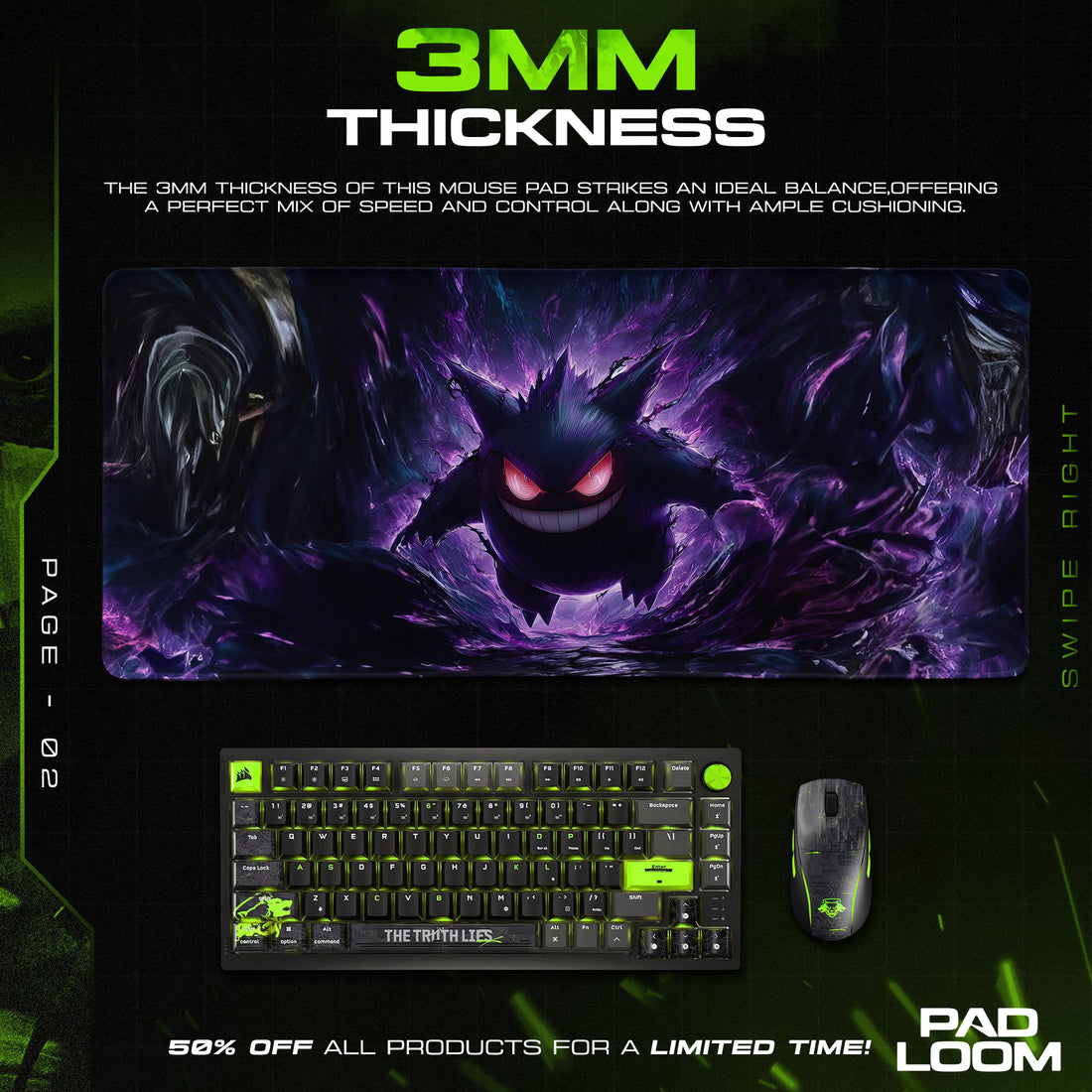 Gengar Shadow Realm Mouse Pad, Pokémon Gamer Desk Mat
