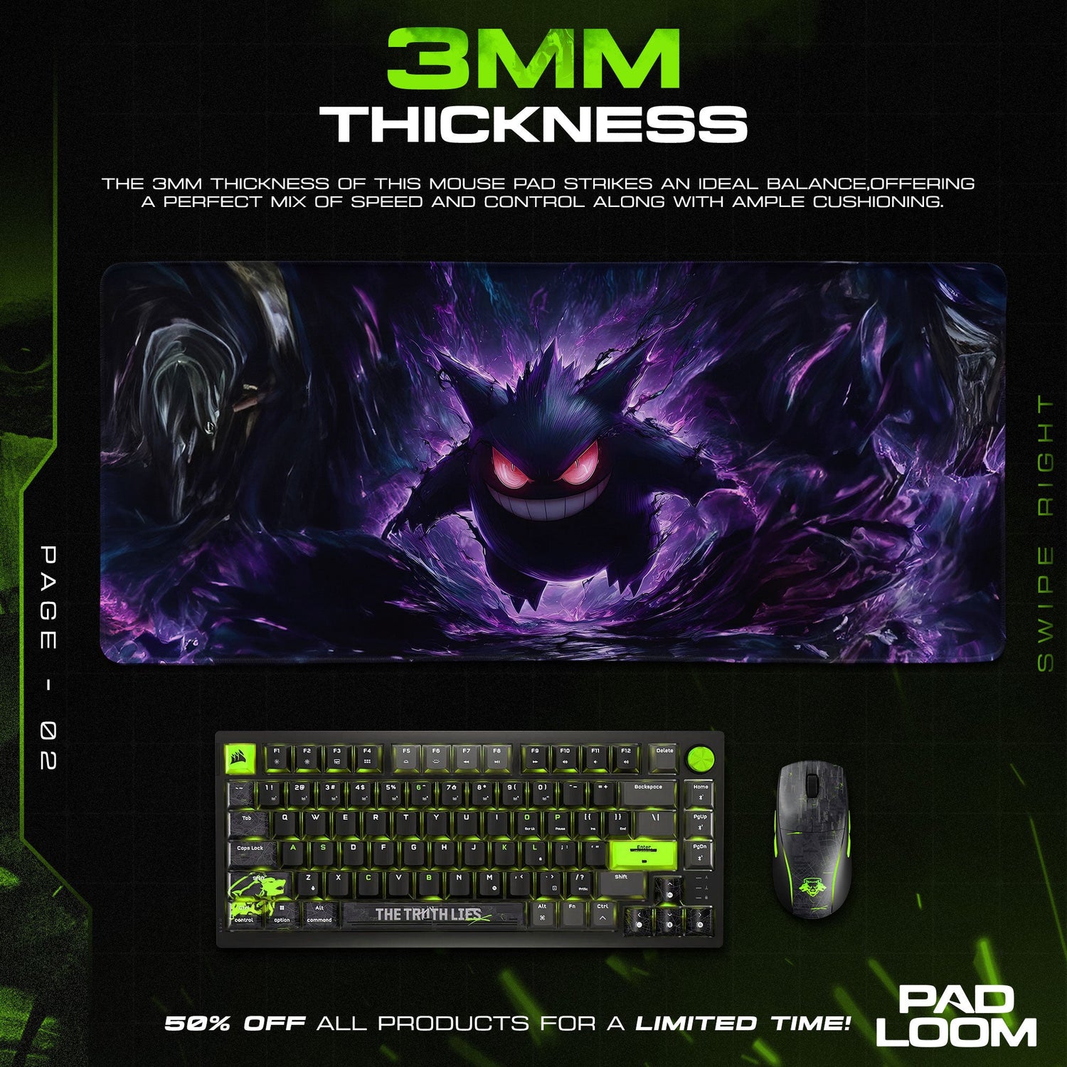 Gengar Shadow Realm Mouse Pad, Pokémon Gamer Desk Mat Padloom