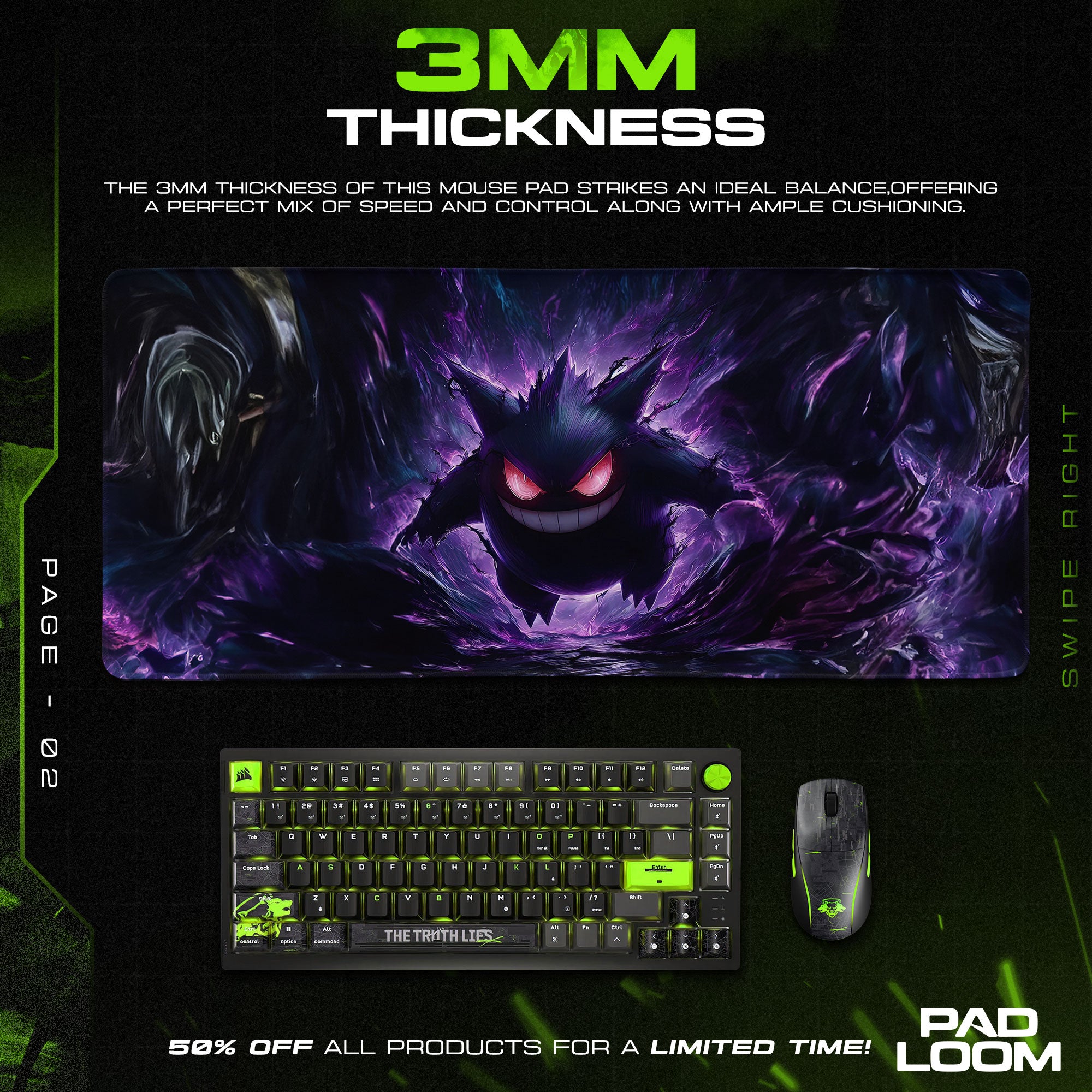 Gengar Shadow Realm Mouse Pad, Pokémon Gamer Desk Mat