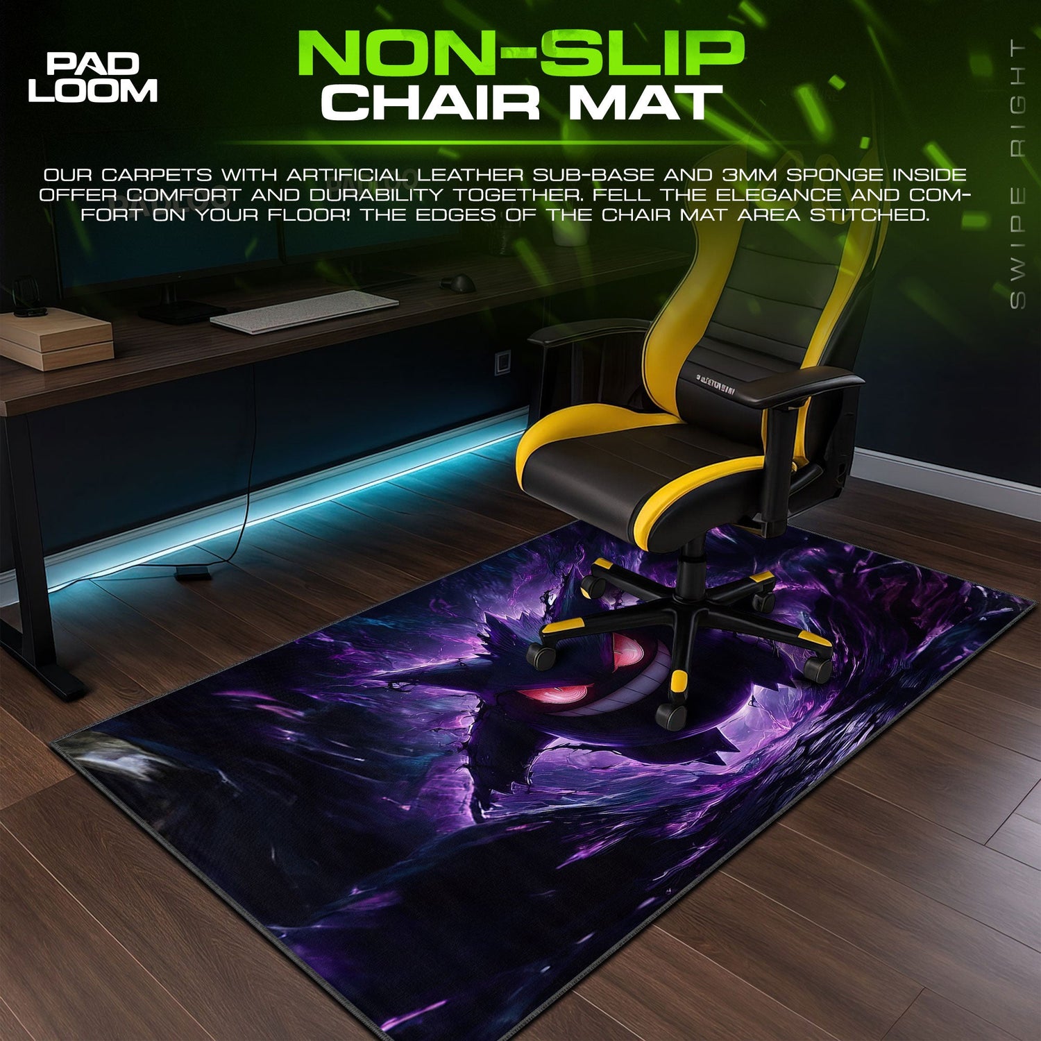 Gengar Shadow Realm Mouse Pad, Pokémon Gamer Desk Mat Padloom